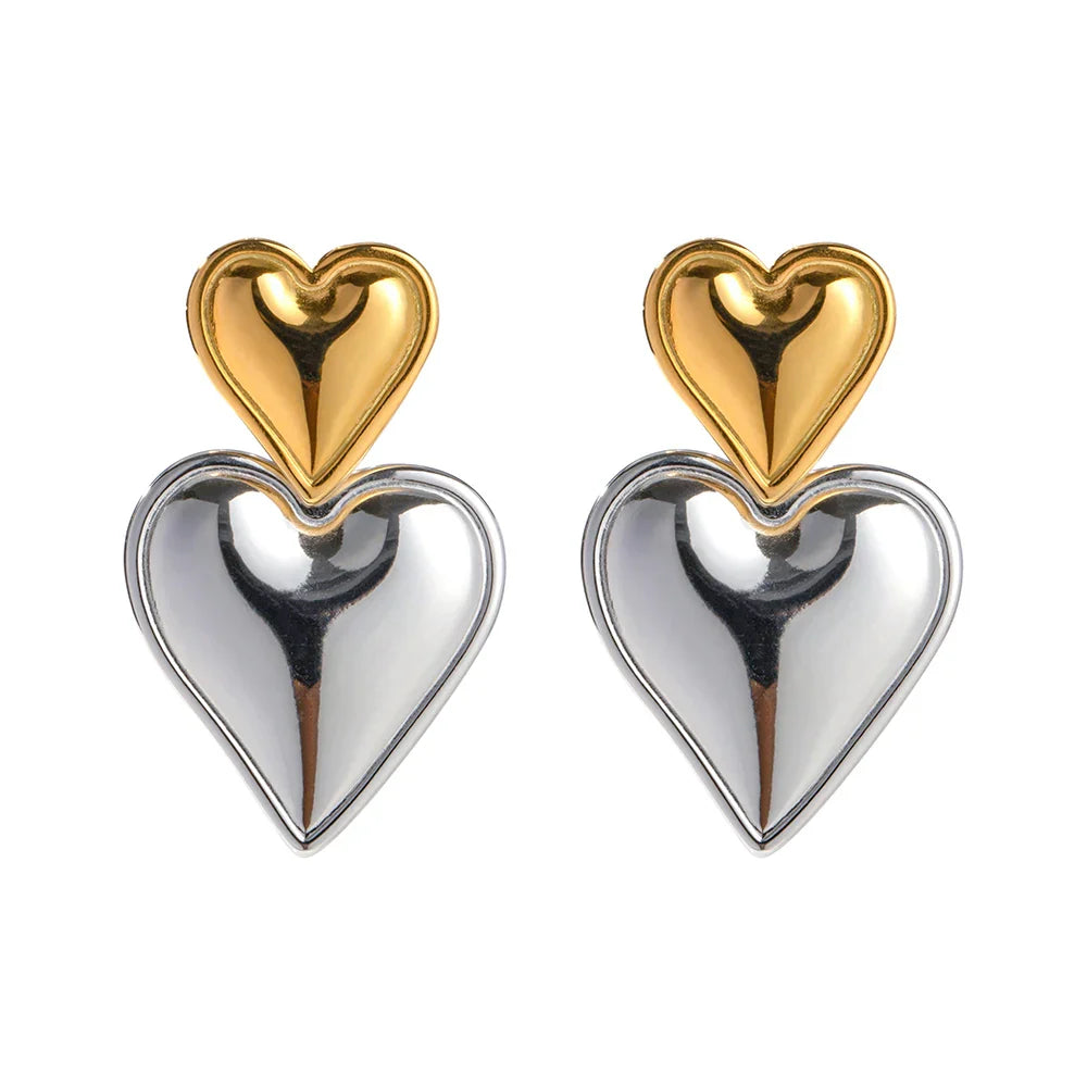 Textured Heart Drop Earrings