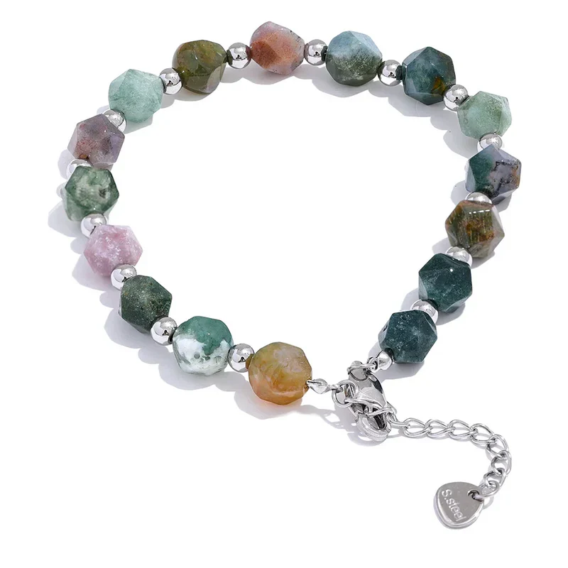 Agate Stone Beads Chain Bracelet